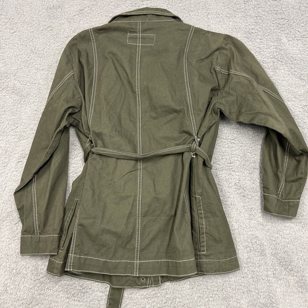 Suzanne Betro Denim Jacket Womens 2XL Olive Green Belted Coat Zip Up - Picture 15 of 16